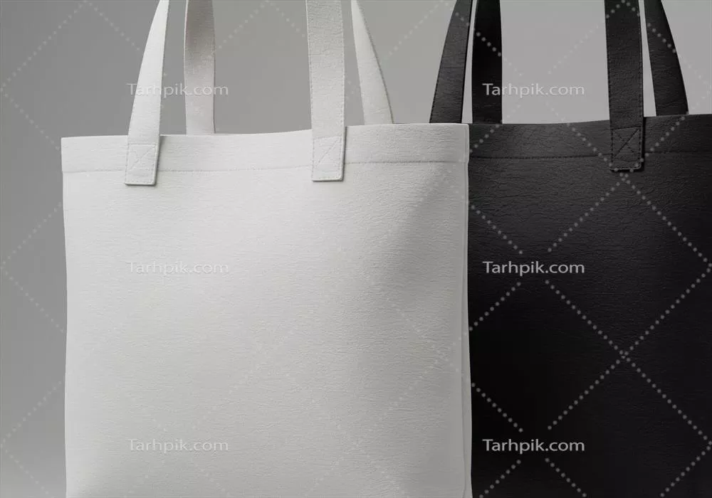 دو کیف خالدار سیاه و سفید روی زمینه خاکستری با طراحی منحصربفرد