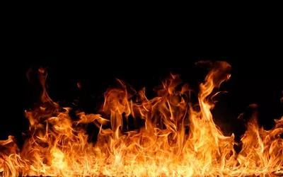 شعله های آتش بر روی پس زمینه سیاه، زیبایی و قدرت آتش را نشان می دهد