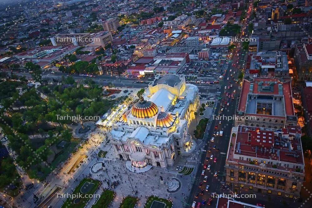 نما panoramique از شهر مکزیک از طبقه مشاهده در بالاترین نقطه برج آمریکای لاتین