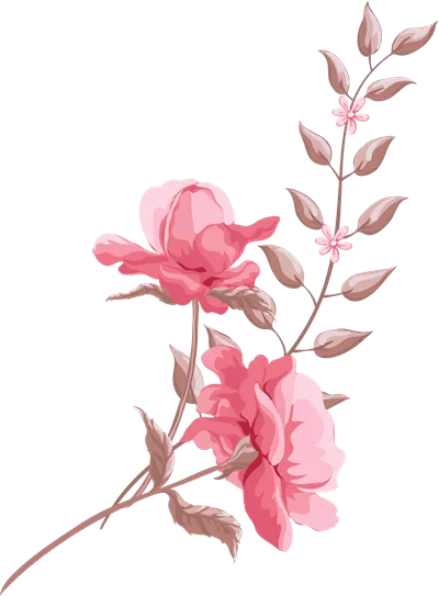 گل رز و برگ‌های گیاهی: نقاشی دیجیتال زیبا و هنرمندانه