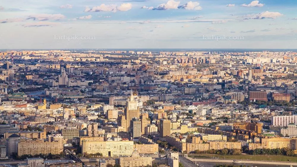 دید پانورامایی از جنوب غربی شهر مسکو با مناظر خیره کننده
