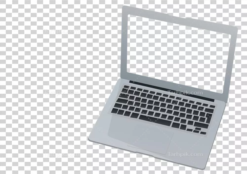 لپ تاپ خاکستری با پس زمینه شفاف و طراحی مدرن