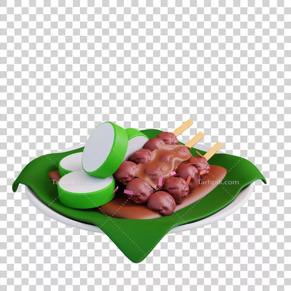 تصویرسازی سه بعدی خوراکی ساتای خوشمزه با تزئینات مدرن و جذاب