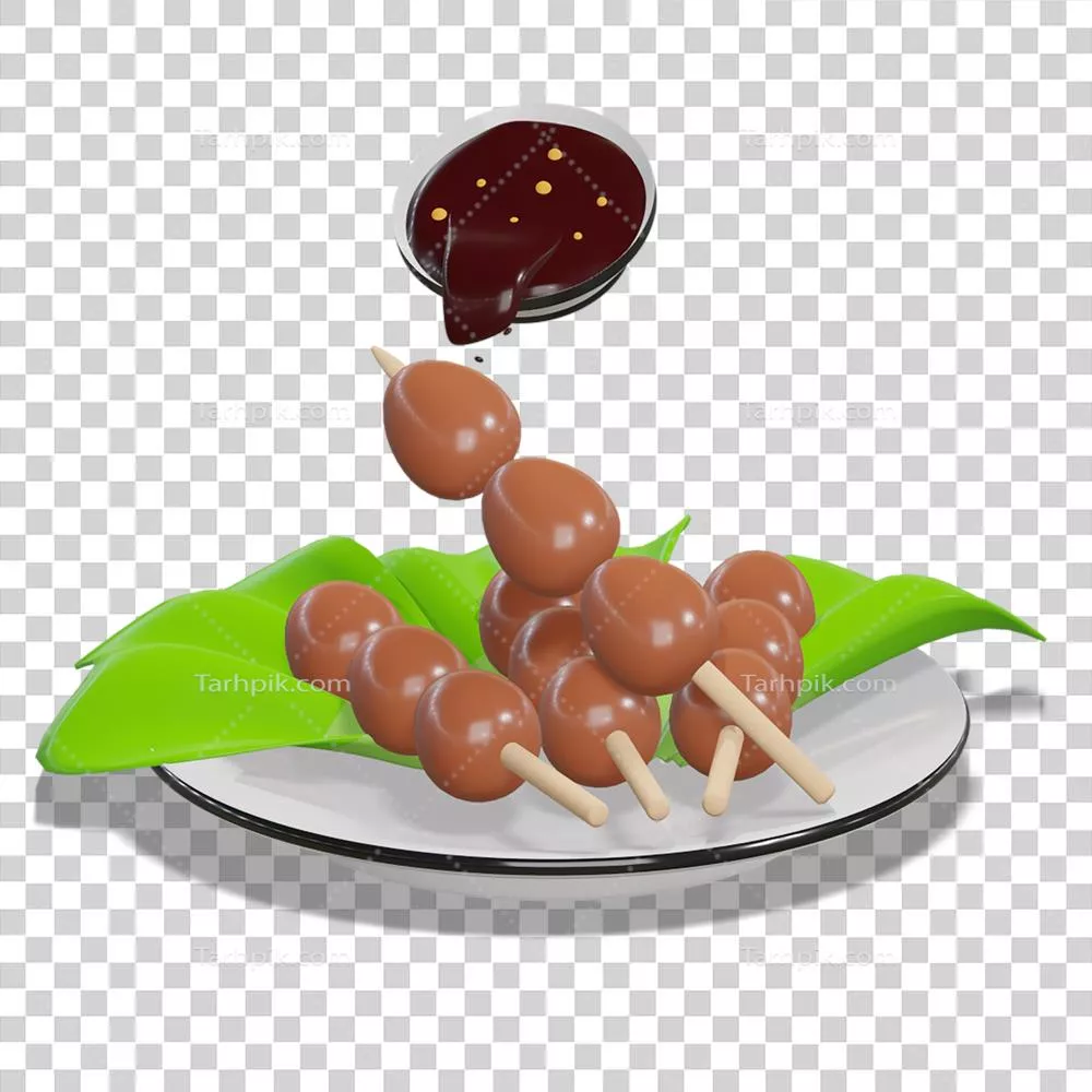 سیخ کباب تخممرغ بلدرچین با پسزمینه شفاف 3D