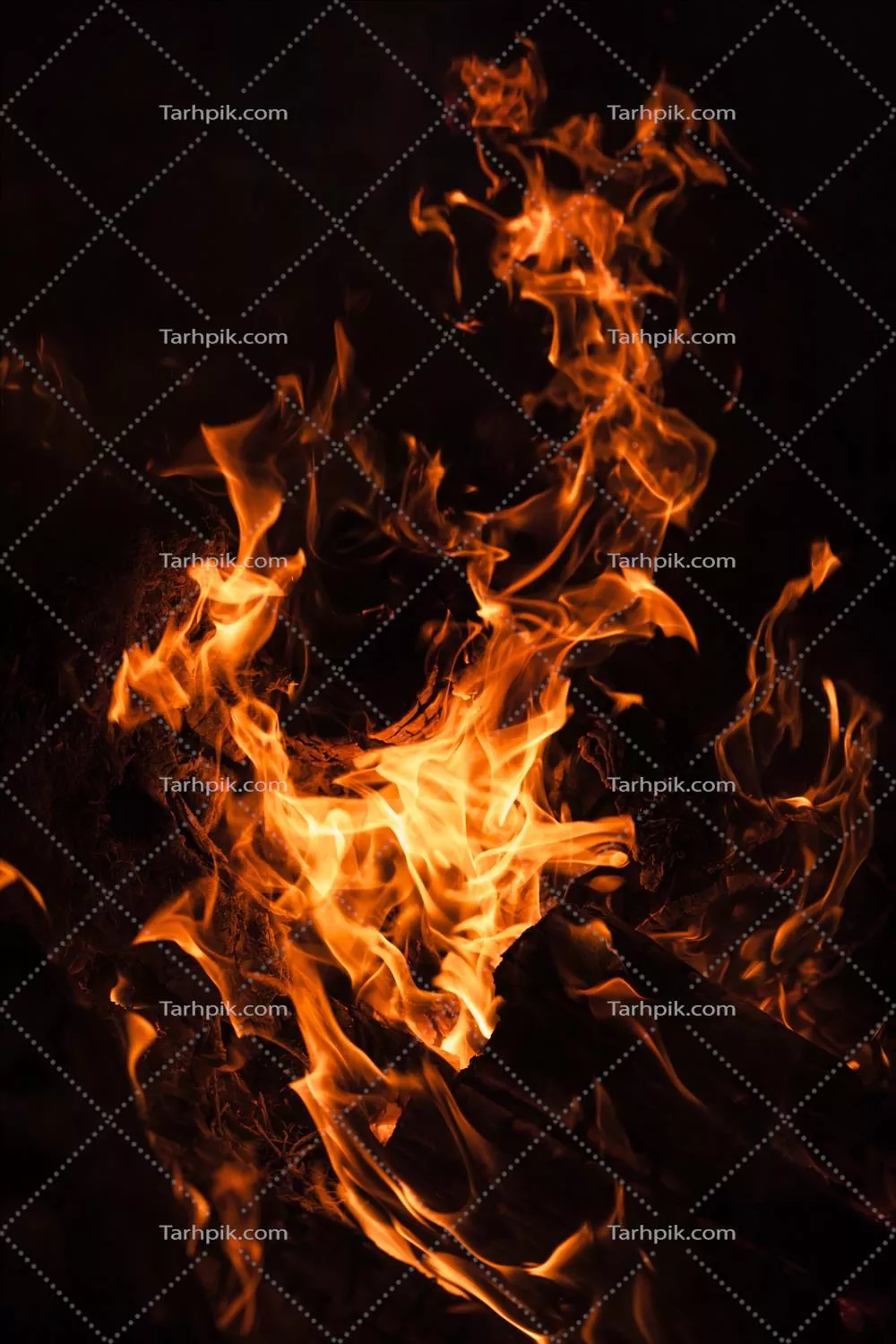 شعله‌های آتش شب‌هنگام در کنار آتش‌افروزی