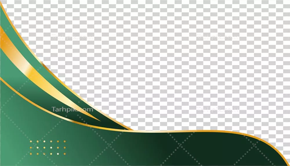 حاشیه ی انتزاعی سبز و طلایی با منحنی های زیبا و حاشیه گوشه طلایی