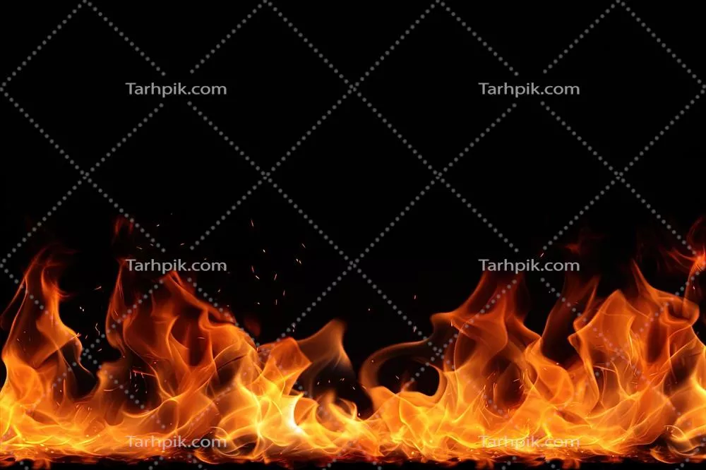آتش شعلهور بر روی پسزمینه سیاه با فضای خالی برای نوشتن