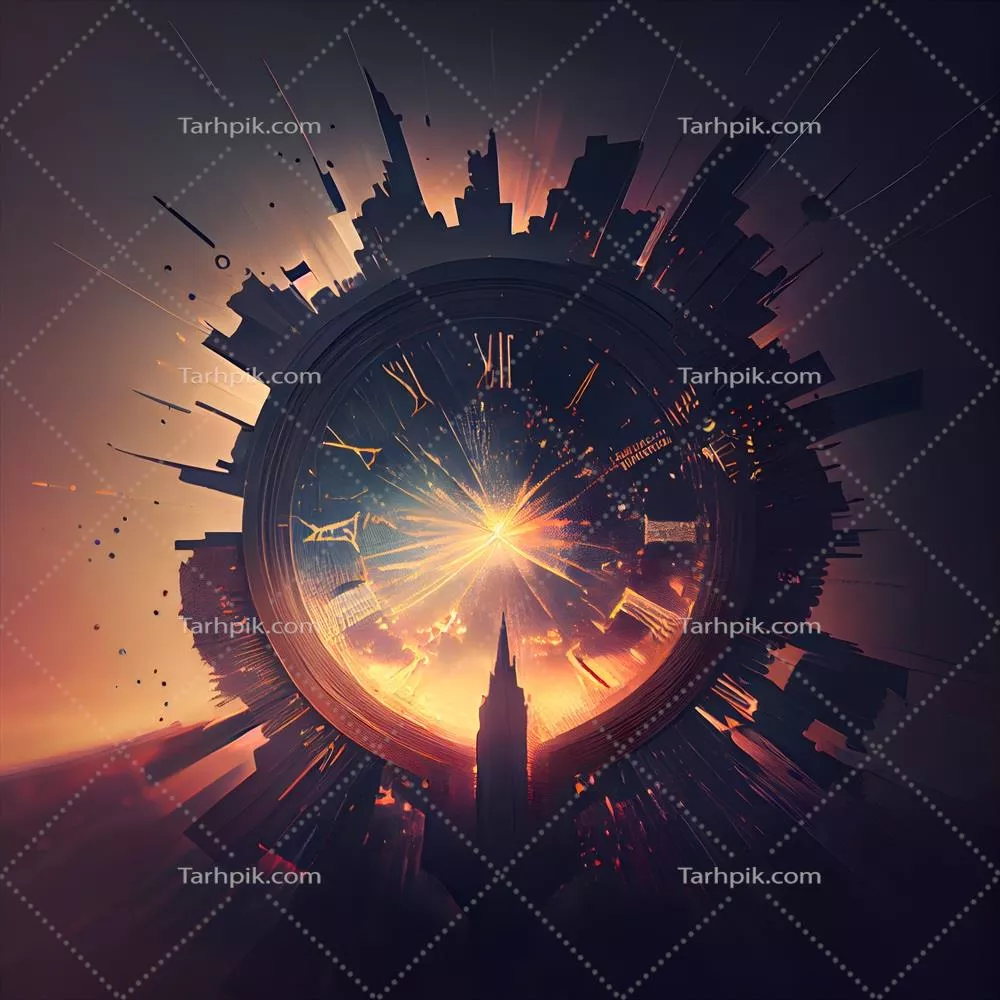 نقشه شهری آینده‌نگر با آسمان‌خراش‌ها و ساختمان‌ها در غروب