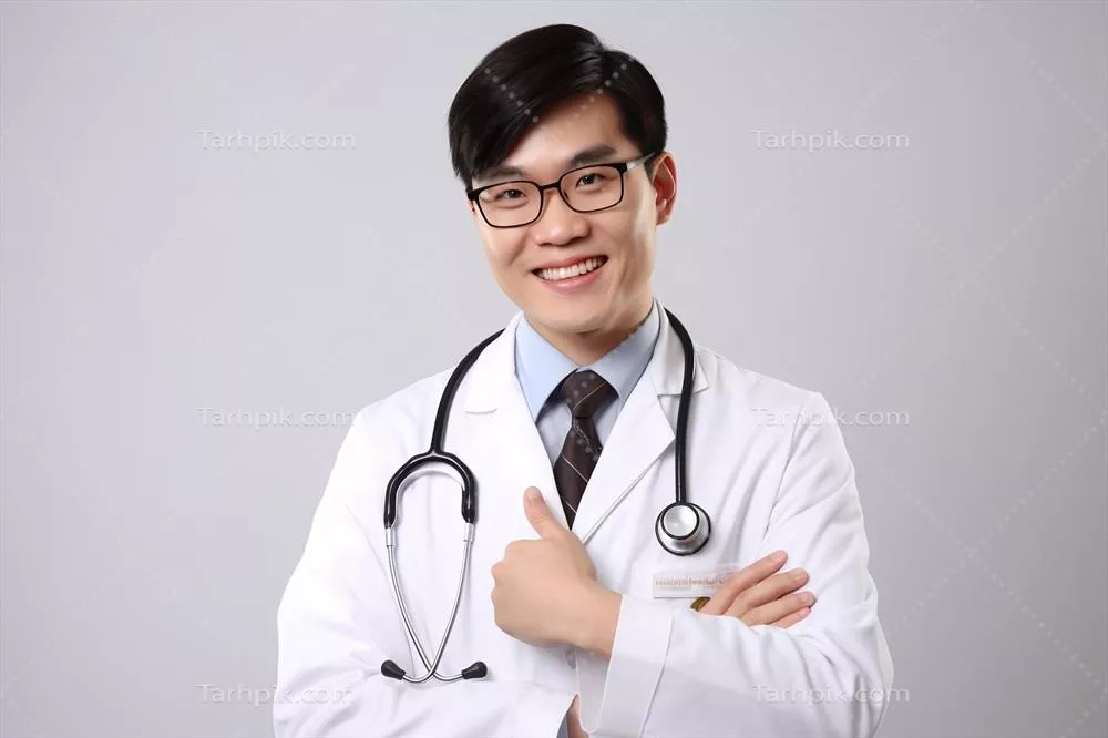 پرتره یک پزشک پزشکی با لبخند و اعتماد به نفس که توسط هوش مصنوعی تولید شده است
