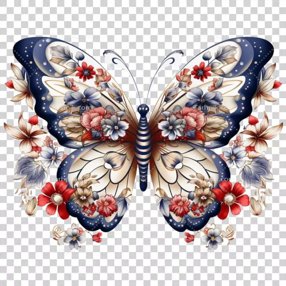 آب‌رنگ پروانه‌ای برای روز استقلال آمریکا در چهارم جولای