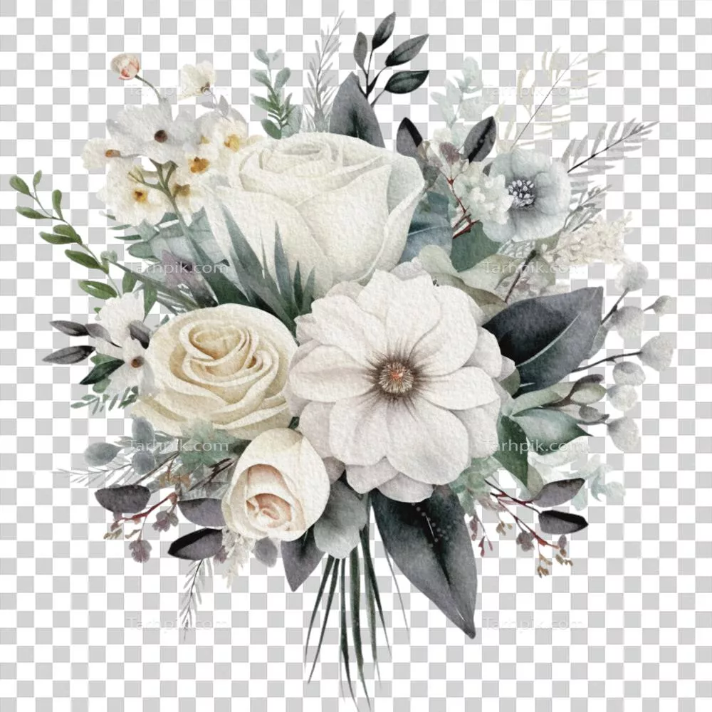 طرح خوشایند شاخه های گل آبی رنگ آبرنگی برای کارت تبریک عروسی و الگوهای پارچه با زمینه شفاف