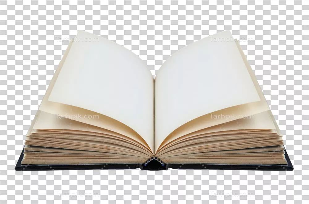 کتاب باز با پس‌زمینه شفاف برای طراحی‌های حرفه‌ای