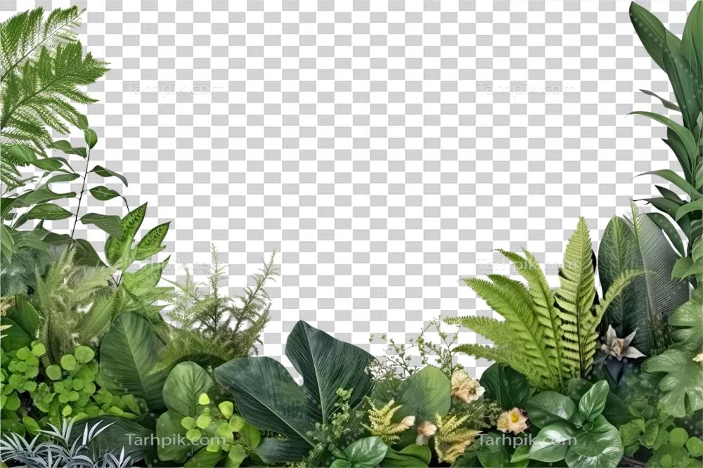 تصویر حاشیه‌ای از برگ‌های جنگلی تولید شده با هوش مصنوعی برای کارت یا بنر پاییزی