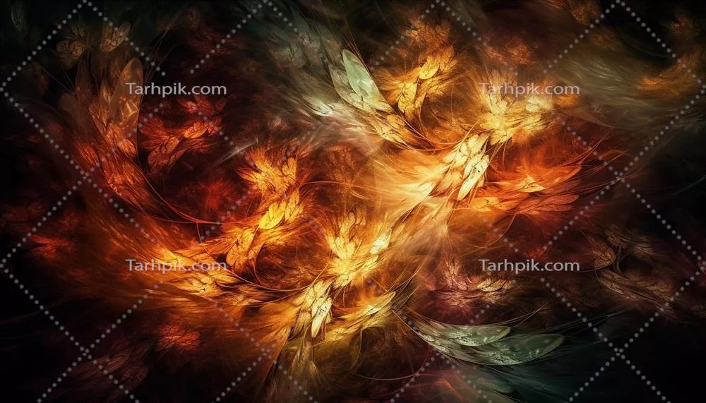 الگوی شعله انتزاعی پر جنب و جوش که در پسزمینه فضایی آیندهنگر ایجاد شده است