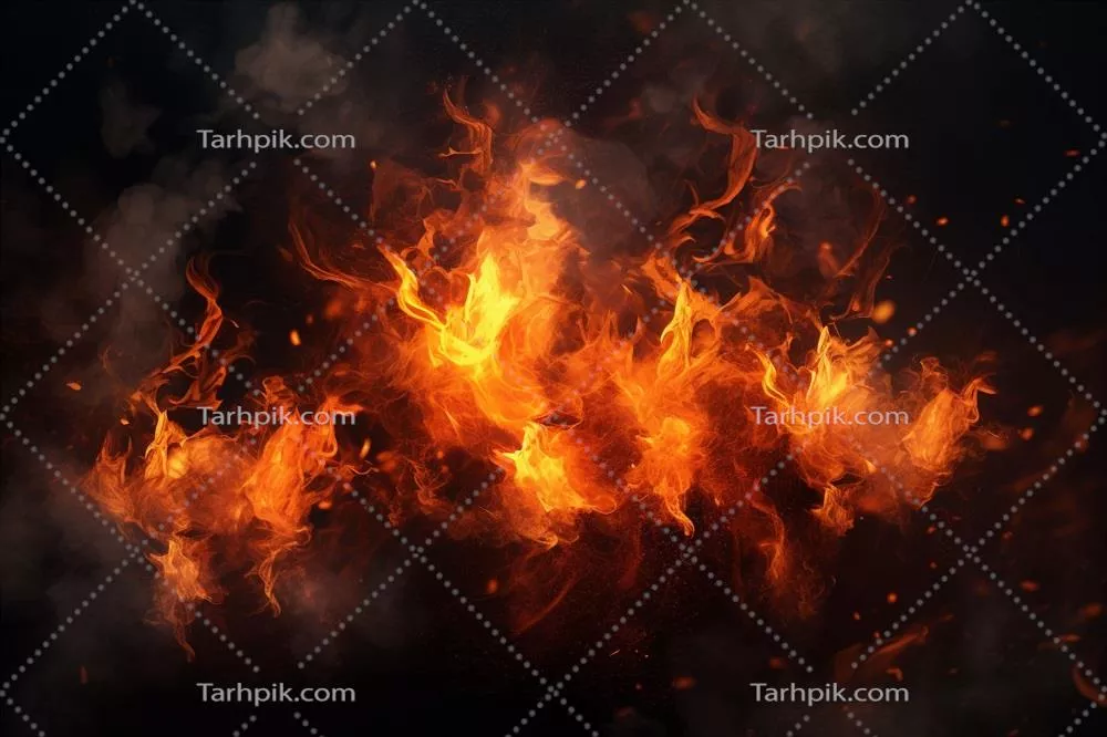 شعله‌های آتش بر روی پس‌زمینه‌ای تاریک با استفاده از هوش مصنوعی