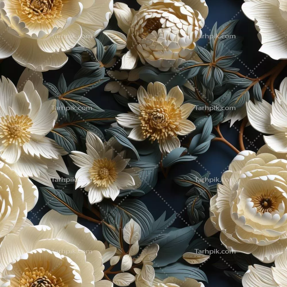 الگوی پیوسته با گلها و برگها: خلاقیت هوش مصنوعی در طراحی گلدار