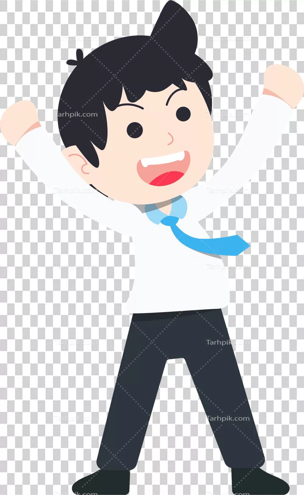 شخصیت کاریکاتوری مرد کسب و کار با طراحی مسطح و پس‌زمینه شفاف