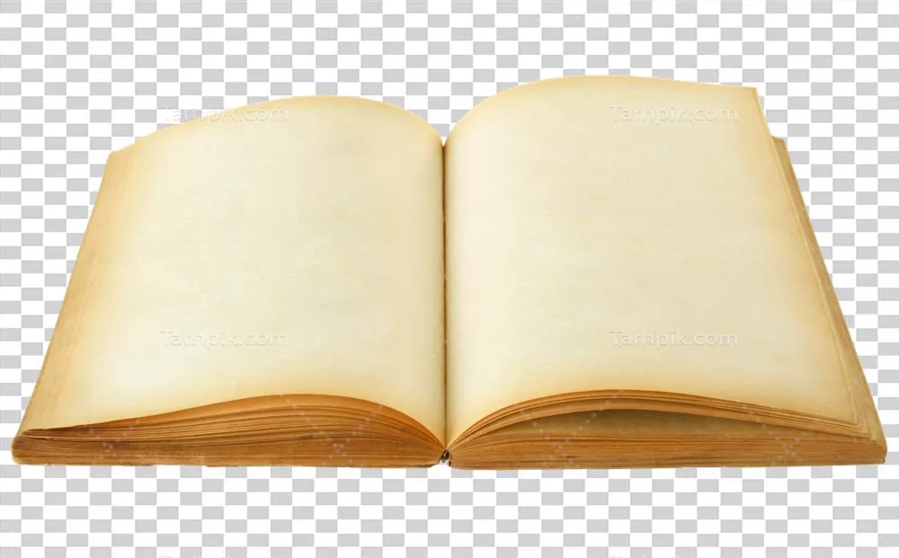 کتاب قدیمی باز شده با پسزمینه شفاف برای طراحیهای معرفی کالا