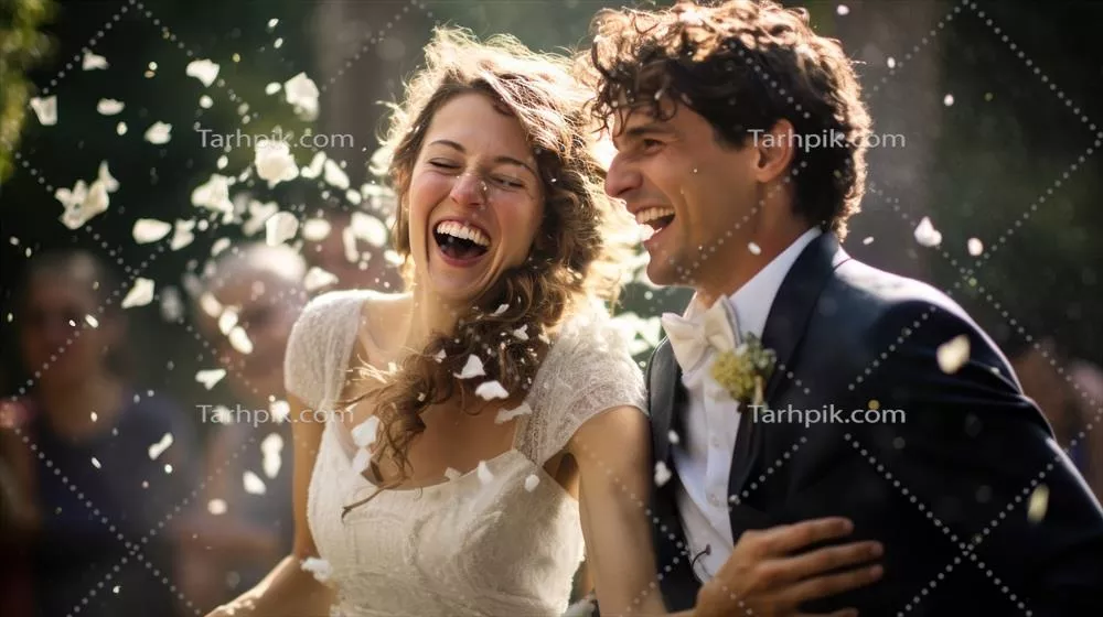زوج عروسی شاد و خوشبخت: جشن زیبای عشق و آغاز یک زندگی مشترک
