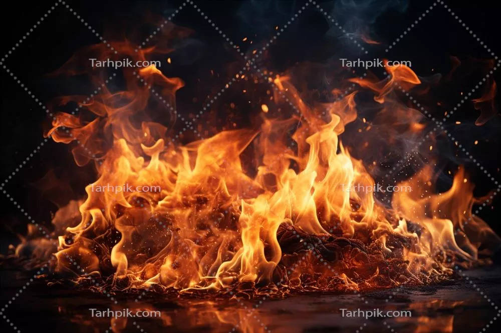 تصویر نزدیک از آتش و شعلههای آتشین در دل آتش