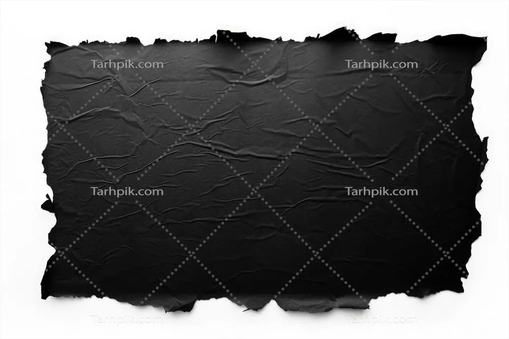 کاغذ سیاه آسیب‌دیده جدا شده بر روی زمینه سفید