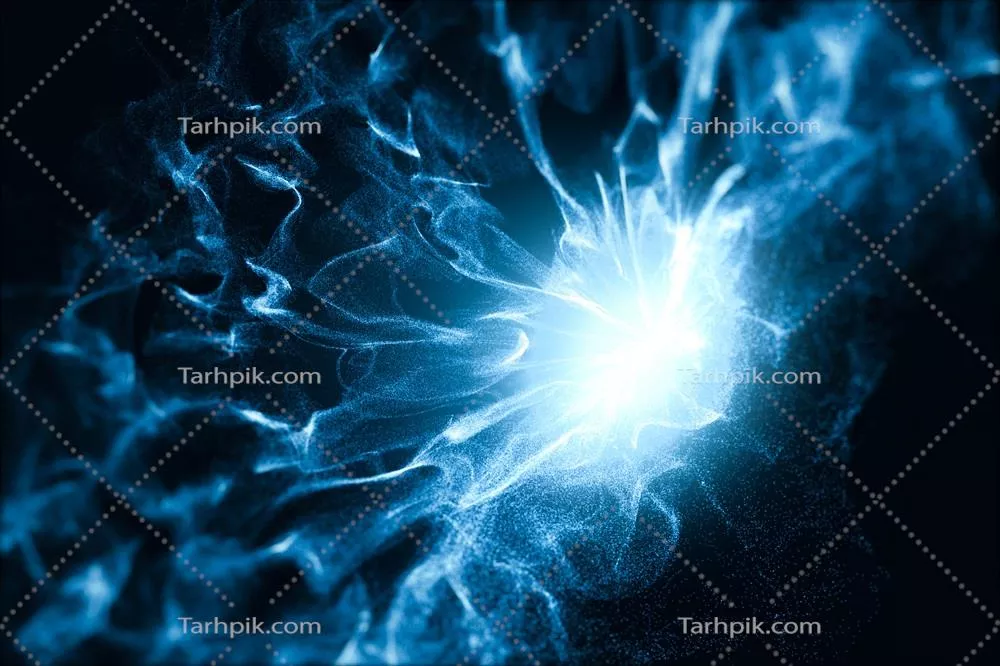 نقش و نگار سه بعدی با شعله‌های آبی درخشان و الگوی موجی فانتزی