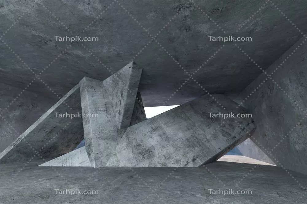 تصویرسازی سه بعدی از یک اتاق بتنی با ساخت و ساز خلاقانه