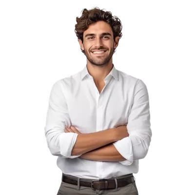 مدیر بااستعداد و خوش قیافه در پسزمینه سفید ایزوله شده