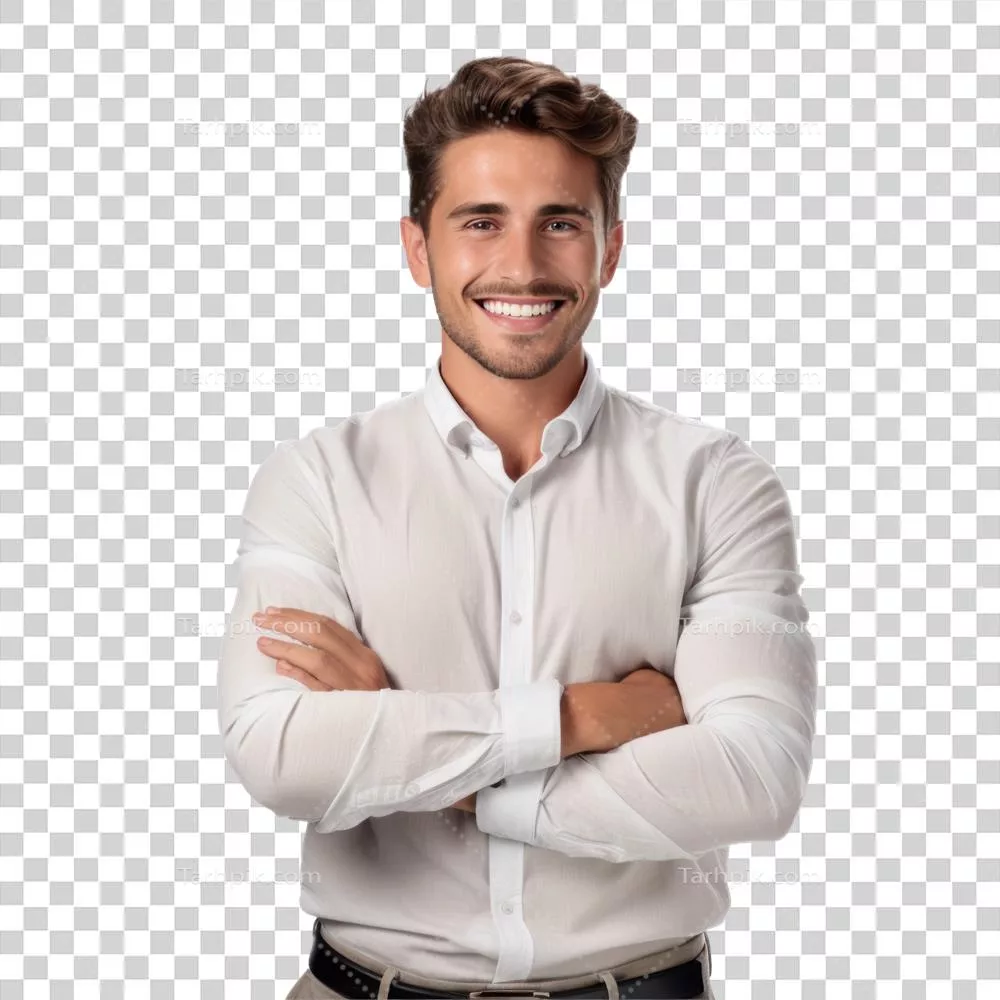 تصویر مرد کسب و کار جذاب و با اعتماد به نفس در محیطی ایزوله