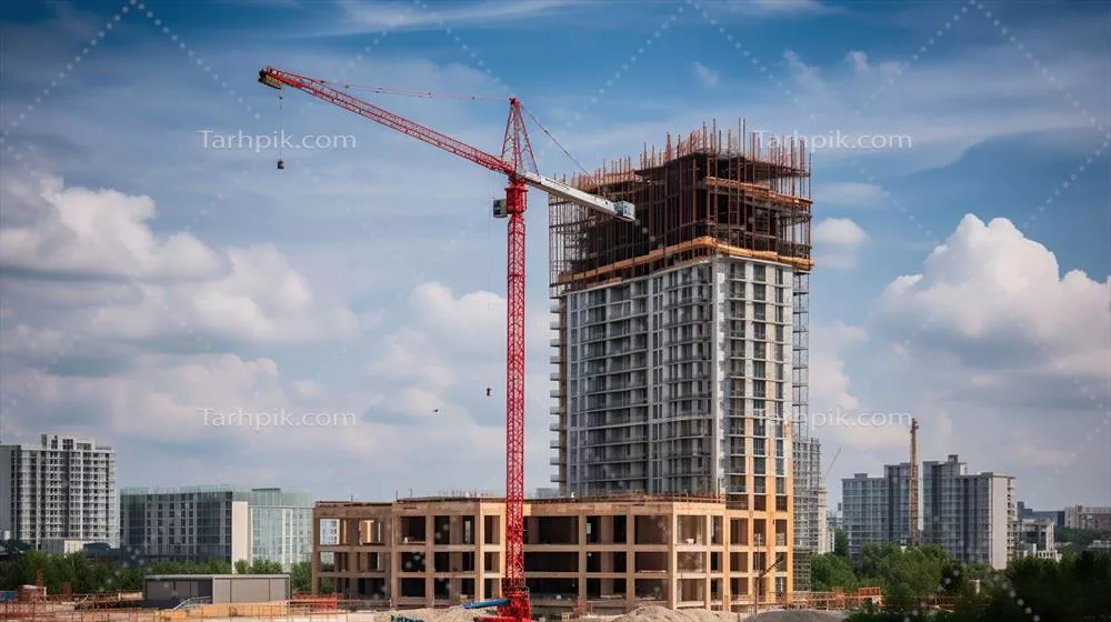 برج جرثقیل در محل ساخت یک کاندومینیوم مرتفع با استفاده از هوش مصنوعی
