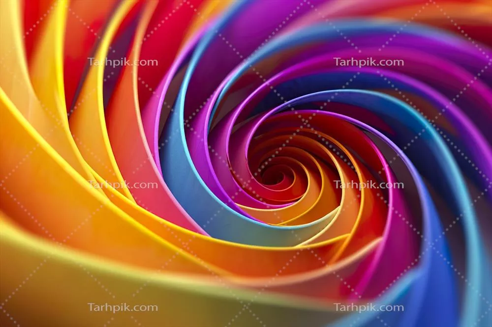 الگوی مارپیچی هندسی با رنگ‌های زنده و انرژی‌دهنده: آزمایشی در رنگ‌آمیزی حرفه‌ای توسط هوش مصنوعی