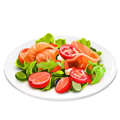 آیکون سالاد سبز سالمن با طراحی دیجیتال و رنگ روغن