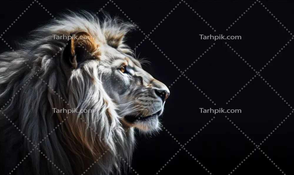 تصویر هنری یک شیر سفید بر روی پس‌زمینه سیاه با استفاده از فن‌آوری هوش مصنوعی