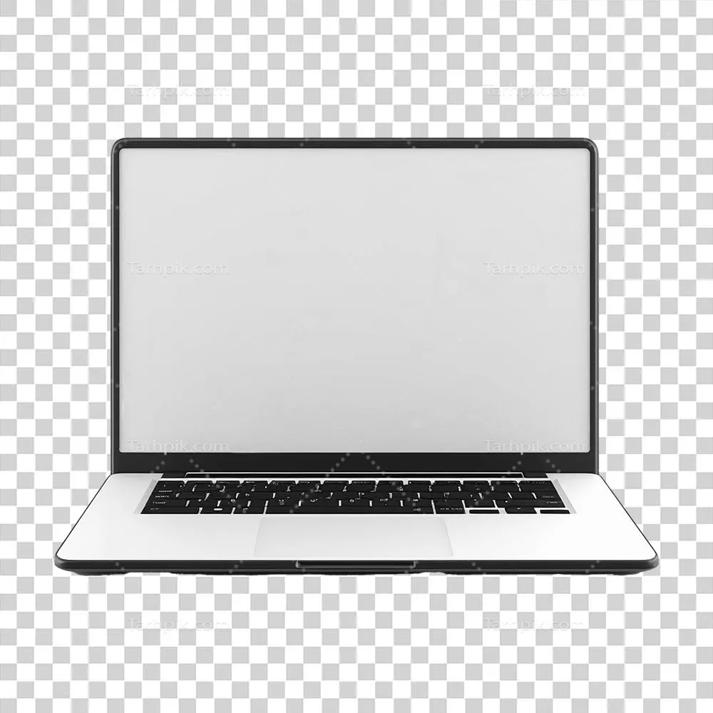 لپتاپ تولید شده با هوش مصنوعی با صفحهنمایش خالی در پسزمینه شفاف