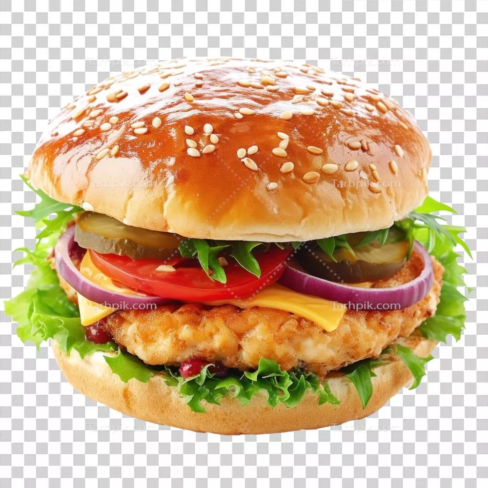 همبرگر خوشمزه تهیه شده با هوش مصنوعی، جدا شده برای نمایش