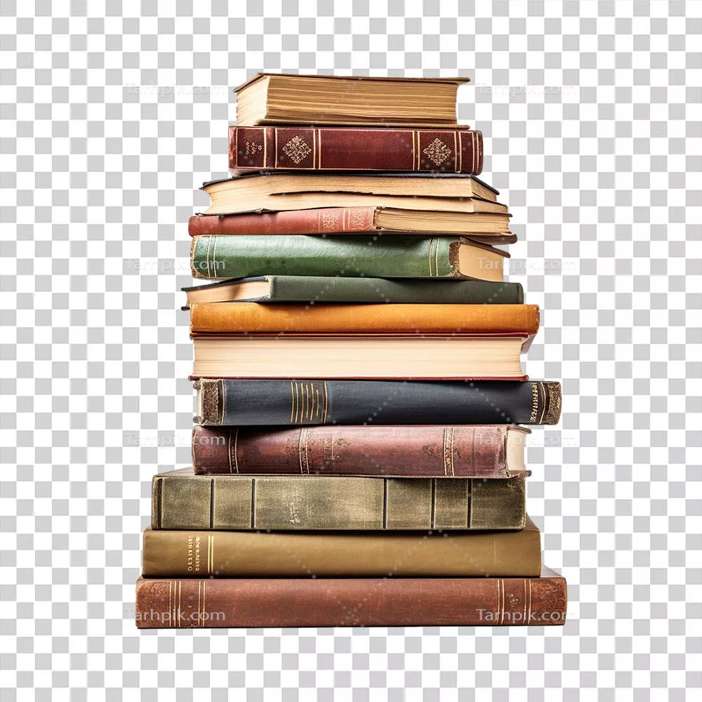 کتابهای تولید شده توسط هوش مصنوعی در پسزمینه شفاف انباشته شدهاند