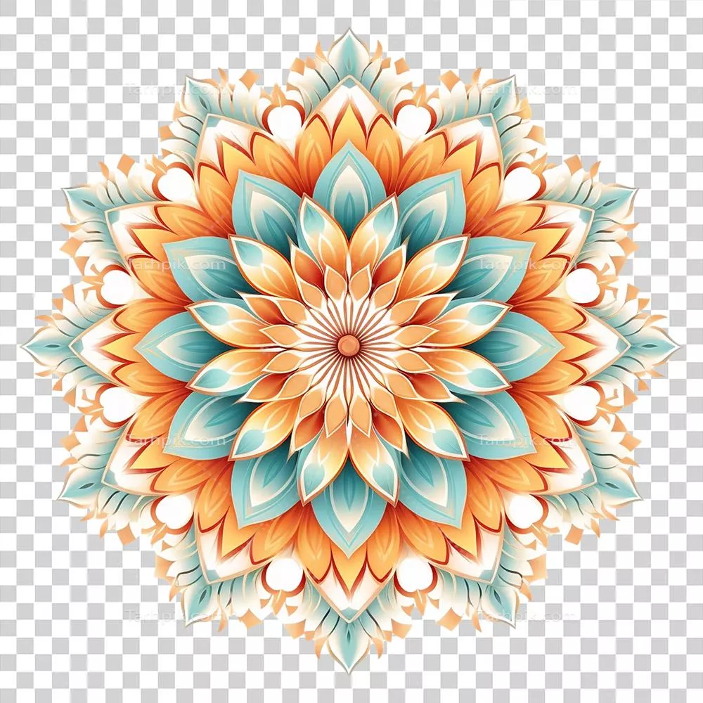 عناصر طراحی ماندالا و فراکتال با الگوی گل برای استفاده در پس‌زمینه شفاف