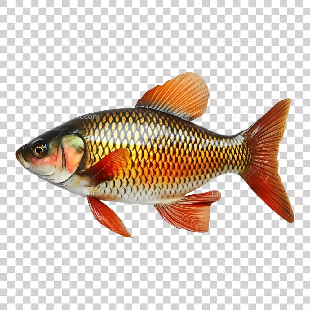 تصویرسازی سهبعدی زیبا و رنگارنگ از ماهی اقیانوسی روی پسزمینه شفاف با استفاده از هوش مصنوعی