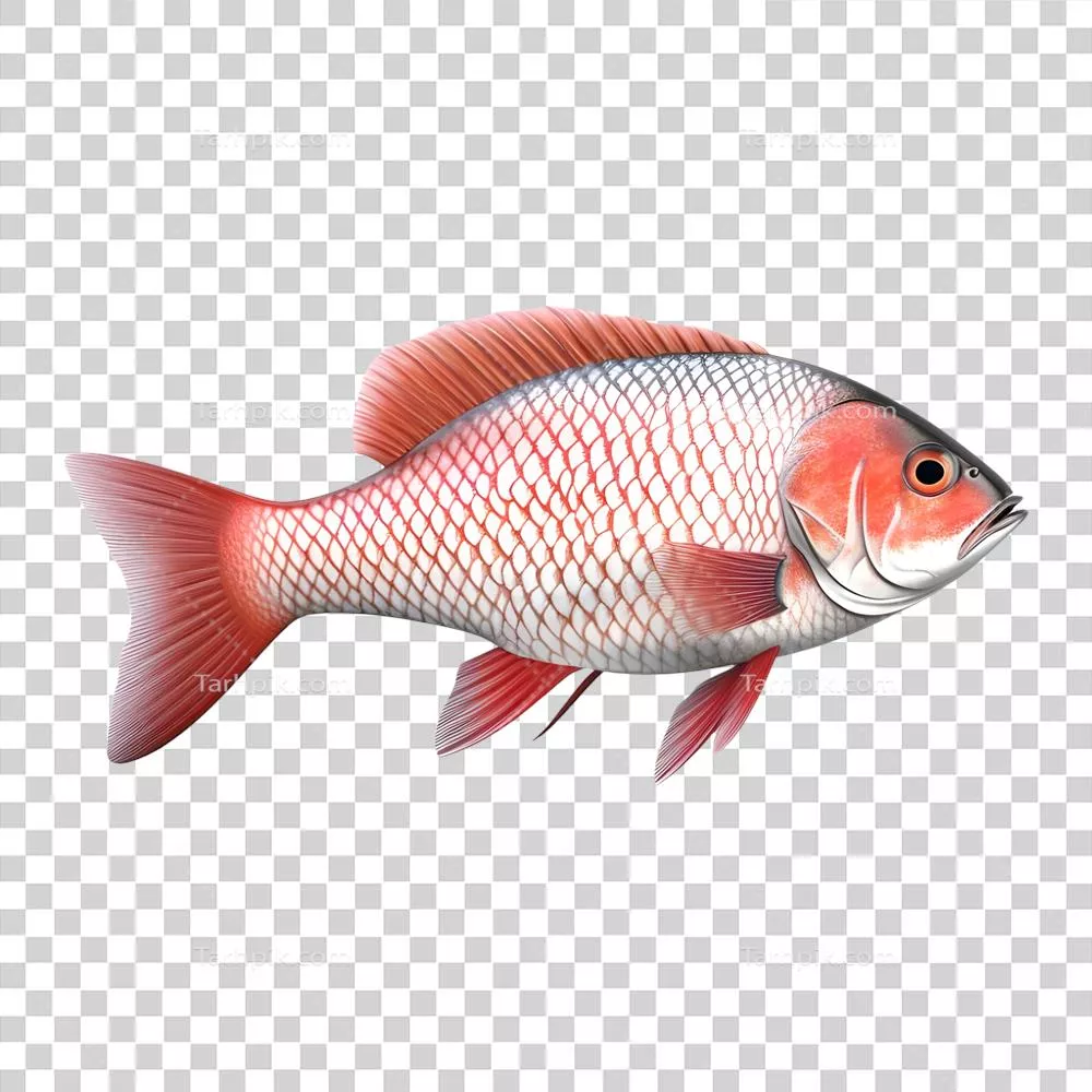 رندر سهبعدی زیبا و رنگارنگ از ماهی اقیانوسی بر روی پسزمینه شفاف با استفاده از هوش مصنوعی