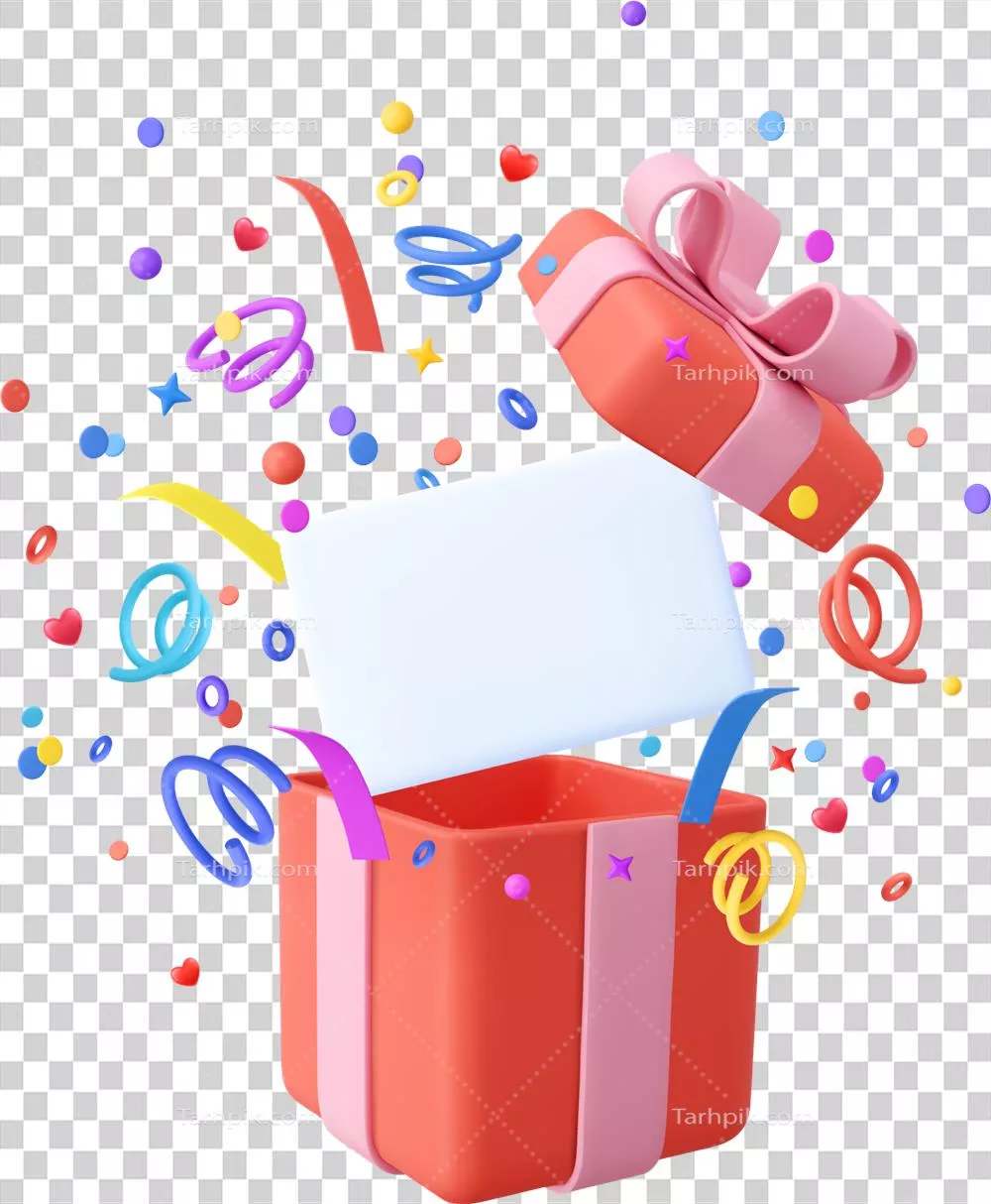 جعبه هدیه سه بعدی زیبا با ریزش کنفیتی شگفت انگیز