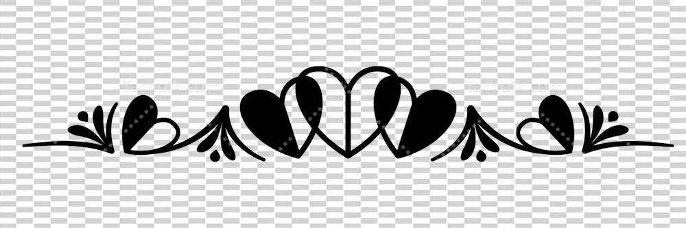 طراحی حاشیه مجرد با قلب‌ها و تقسیم‌کننده متن با پس‌زمینه شفاف