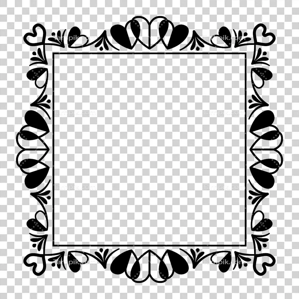 قاب مربع انتزاعی با قلب ها - طراحی ornamental با حاشیه زینتی و فضای خالی برای متن یا تصویر