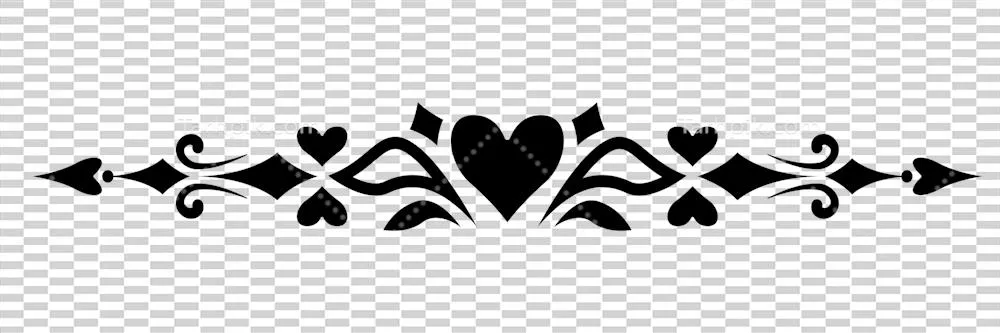 طراحی حاشیه انتزاعی با قلبها و تقسیمکننده متن در پسزمینه شفاف