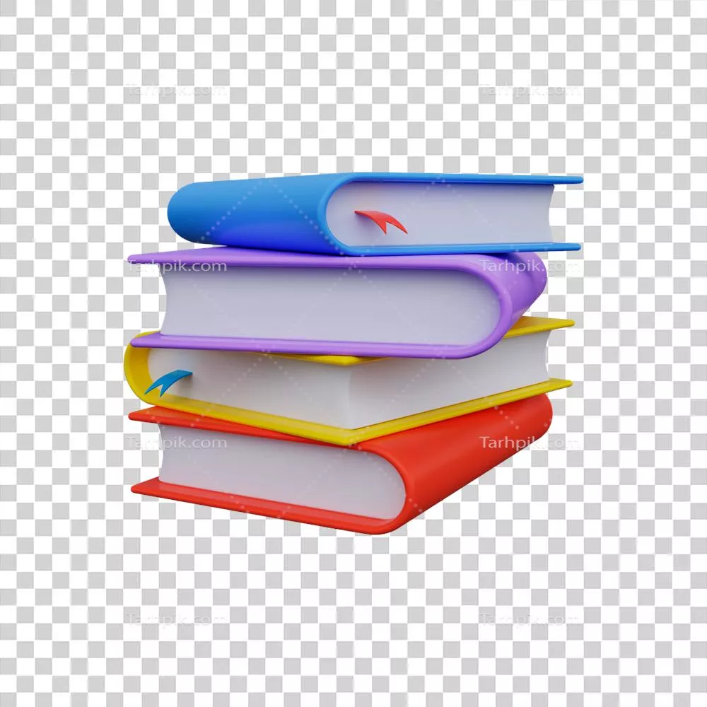 کتابهای رنگی انباشته شده در سبک سهبعدی به صورت جذاب