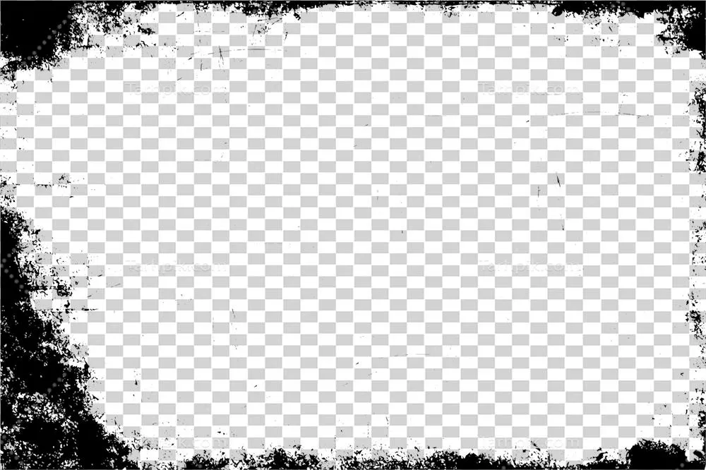 فریم انتزاعی با بافت حاشیه گرانج و پس‌زمینه شفاف برای طراحی گرافیکی