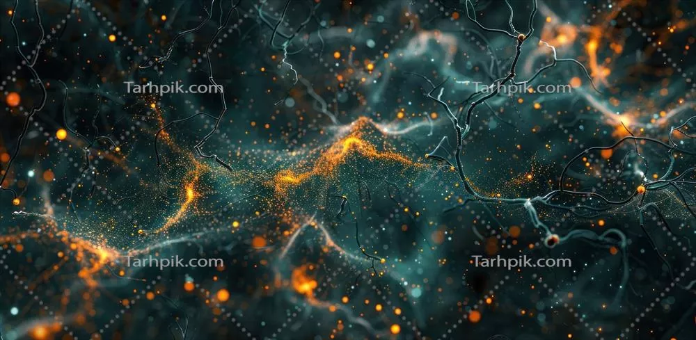 تصویر هوش مصنوعی از گروهی از نورون‌ها در زمینه‌ای سیاه