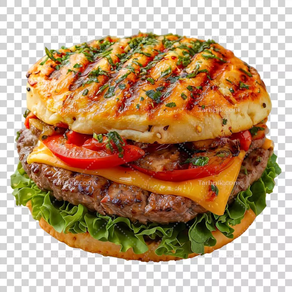 تصویر کلاژ برگر با پسزمینه شفاف طراحی شده توسط هوش مصنوعی برای استفاده تجاری