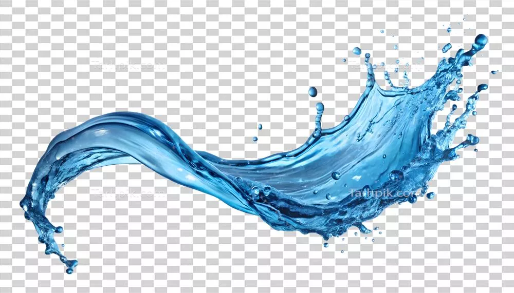 ریزش امواج آب آبی رنگ و زیبای و مواج در حین سقوط