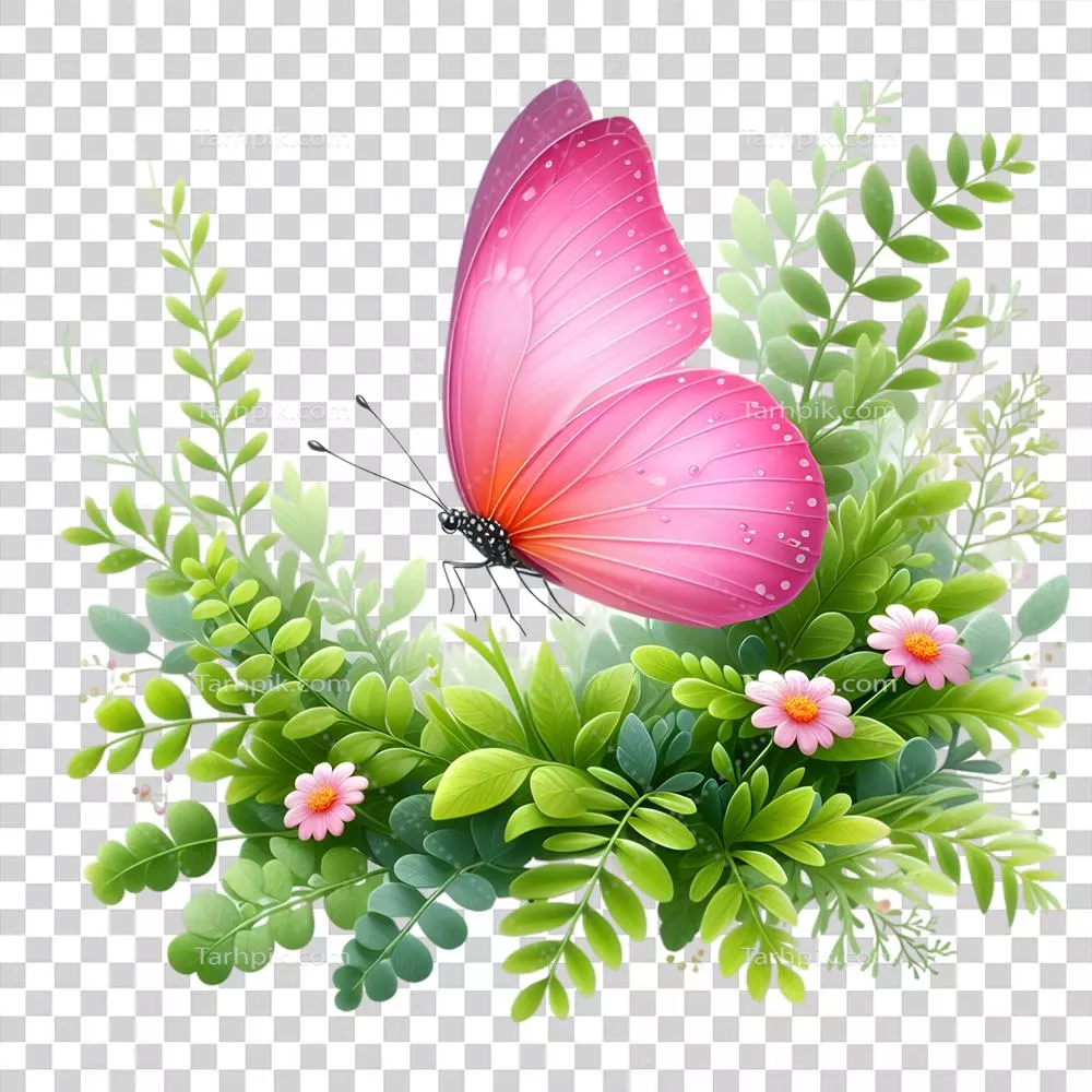 کتابچهای زیبا از پروانه صورتی فریبنده در حال پرواز - کلیپ آرت سابلیمیشن