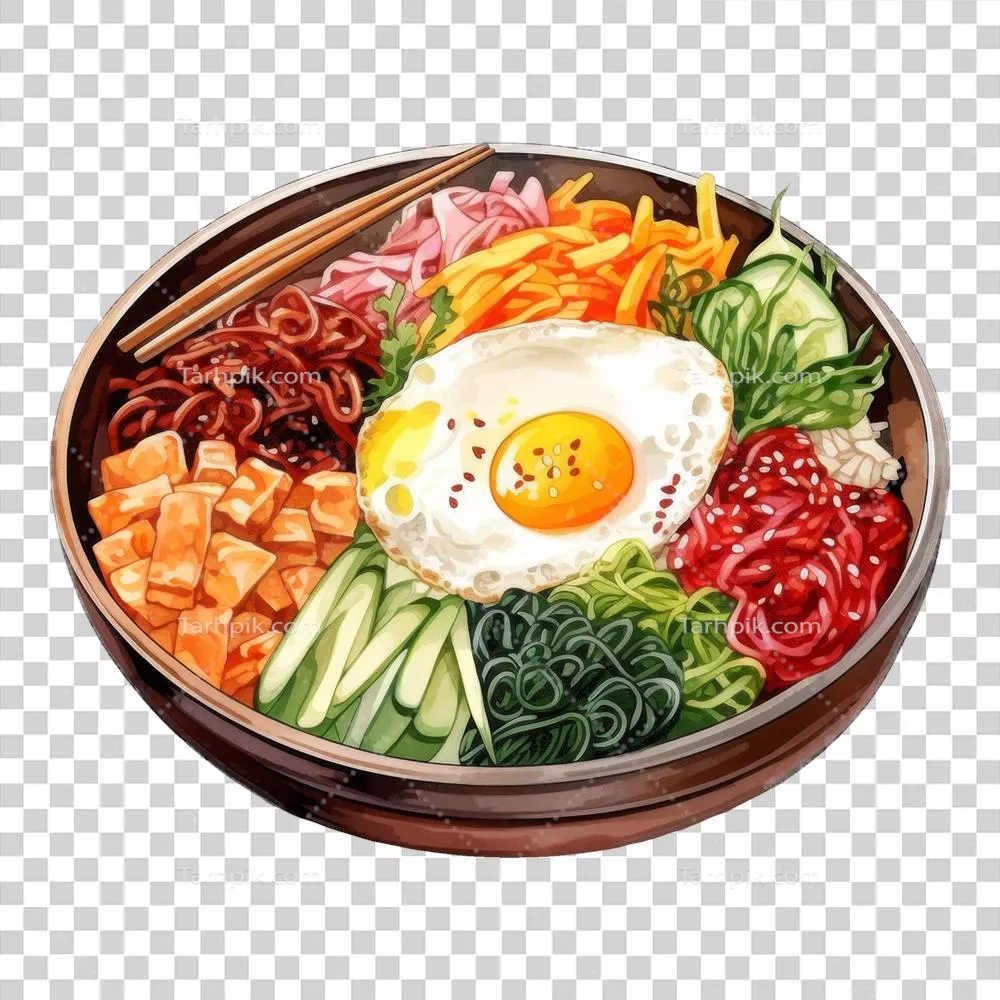 تصویر کلیپ آرت بیبیامپ: یک غذای سنتی کرهای با رنگهای متنوع و جذاب